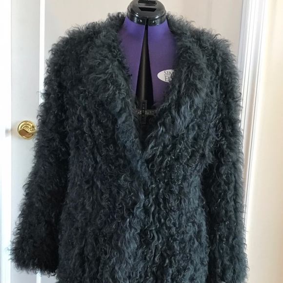 YVES SALOMON MONGOLIAN LAMBS FUR COAT - Picture 1 of 8